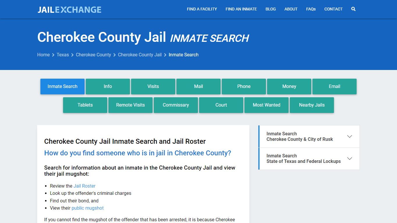 Inmate Search: Roster & Mugshots - Cherokee County Jail, TX